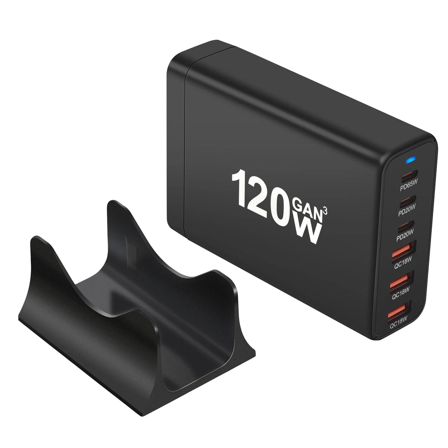 120W GAN Multi USB Charging Station 6 Port Hub Type C Charger PD Fast Charging Station Smart Charger for Iphone Samsung Xiaom