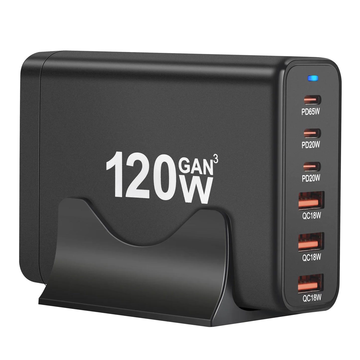 120W GAN Multi USB Charging Station 6 Port Hub Type C Charger PD Fast Charging Station Smart Charger for Iphone Samsung Xiaom