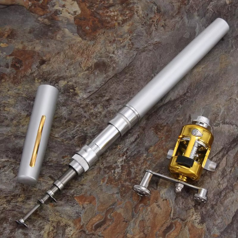 Portable Fishing Rods Pruty Na Ryby Pocket Telescopic Fishing Pole Pen Shape Folded Fishing Rods Lightweight Reel Wheel Tackle