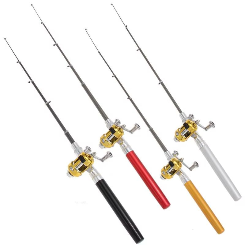 Portable Fishing Rods Pruty Na Ryby Pocket Telescopic Fishing Pole Pen Shape Folded Fishing Rods Lightweight Reel Wheel Tackle