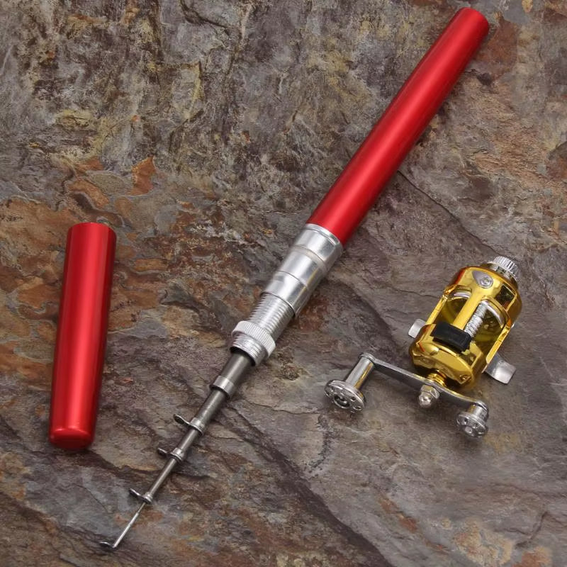 Portable Fishing Rods Pruty Na Ryby Pocket Telescopic Fishing Pole Pen Shape Folded Fishing Rods Lightweight Reel Wheel Tackle