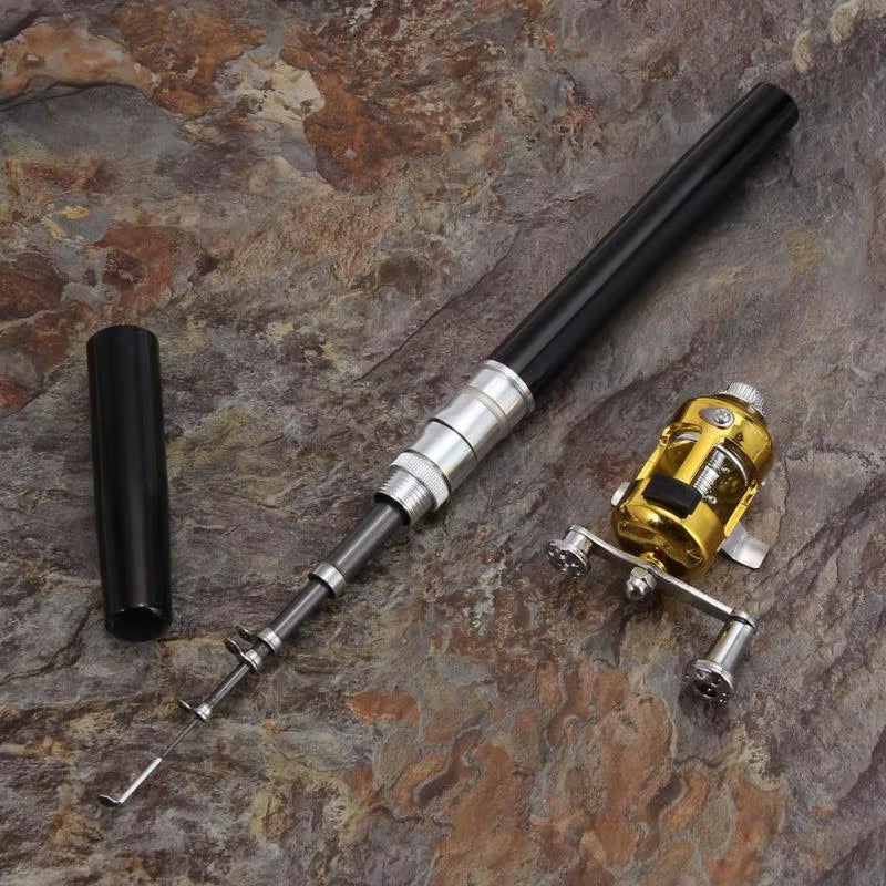 Portable Fishing Rods Pruty Na Ryby Pocket Telescopic Fishing Pole Pen Shape Folded Fishing Rods Lightweight Reel Wheel Tackle