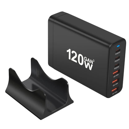 120W GAN Multi USB Charging Station 6 Port Hub Type C Charger PD Fast Charging Station Smart Charger for Iphone Samsung Xiaom