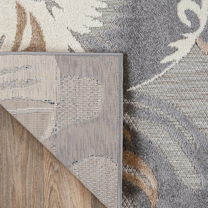 Ravenna Modern Large Floral Flowers Indoor/Outdoor Area Rug 7'10" X 10' Gray